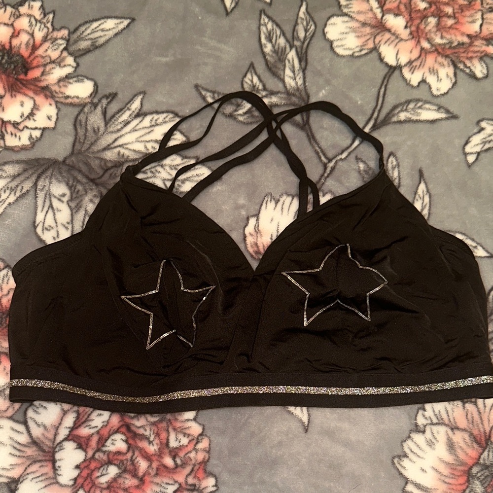Cacique Black Bralette with Star Design